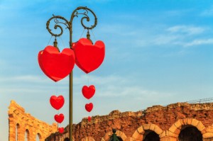 Hearts in Verona, Italy, on Valentine's Day